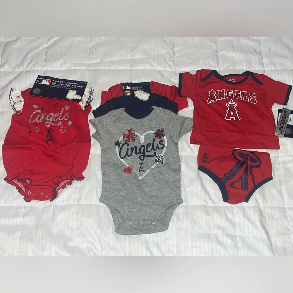 Infant Girls MLB Los Angeles Angels Bundle Bodysuit Sets Size 3/6 6/9 NEW - Picture 1 of 7